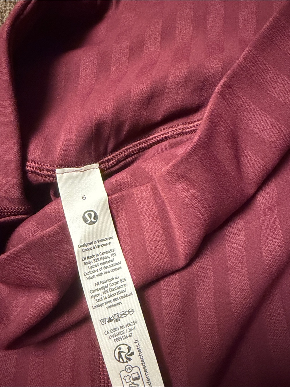 lululemon athletica Women's Striped Legging - Burgundy